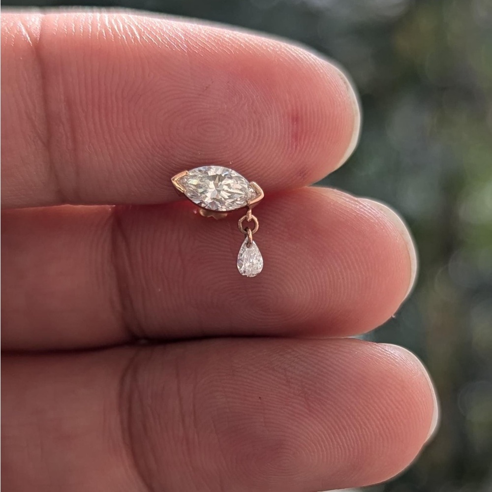 Diamond Marquise with Pear Threaded Stud